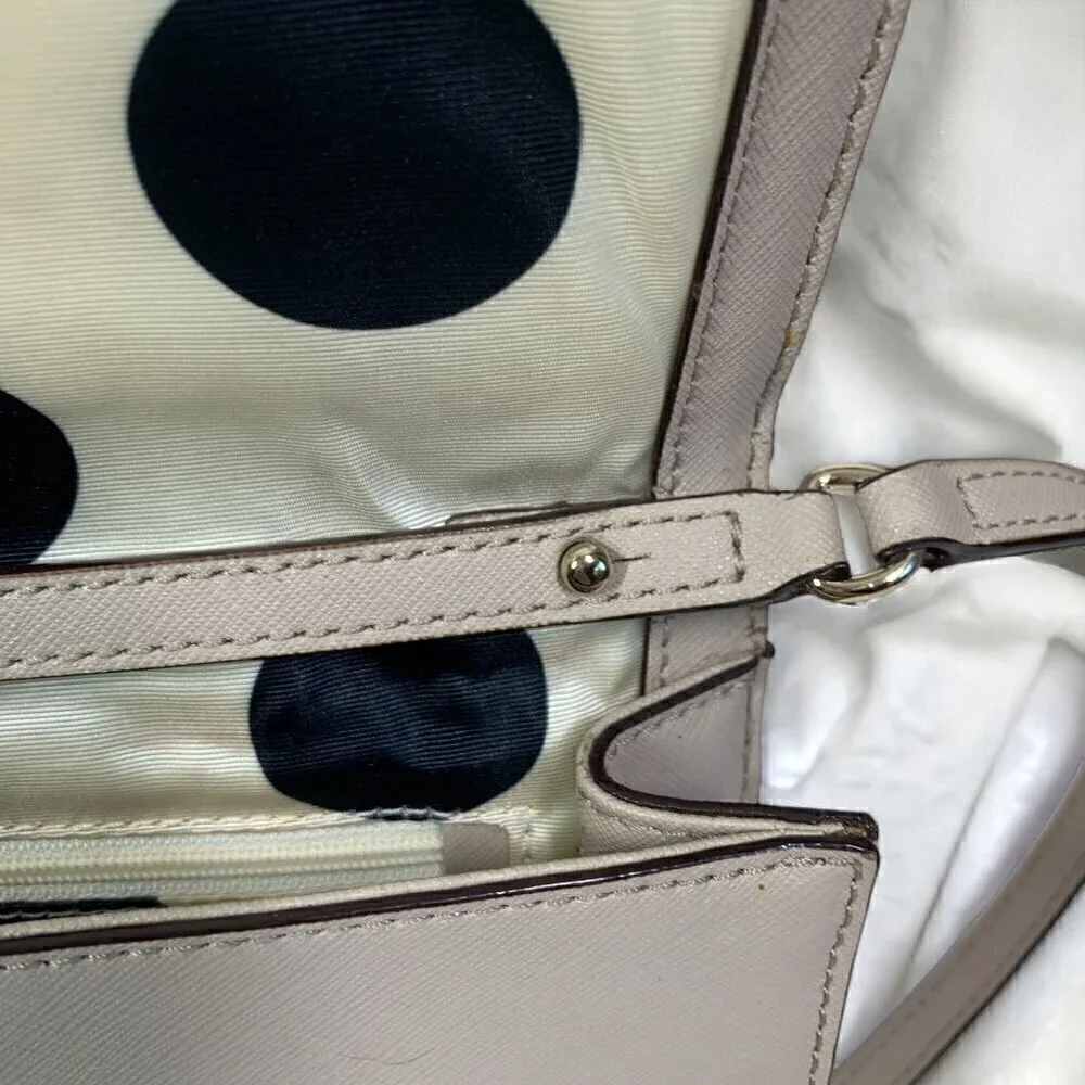 Kate Spade Cedar St. Cali Convertible Clutch Crossbody Beige Leather